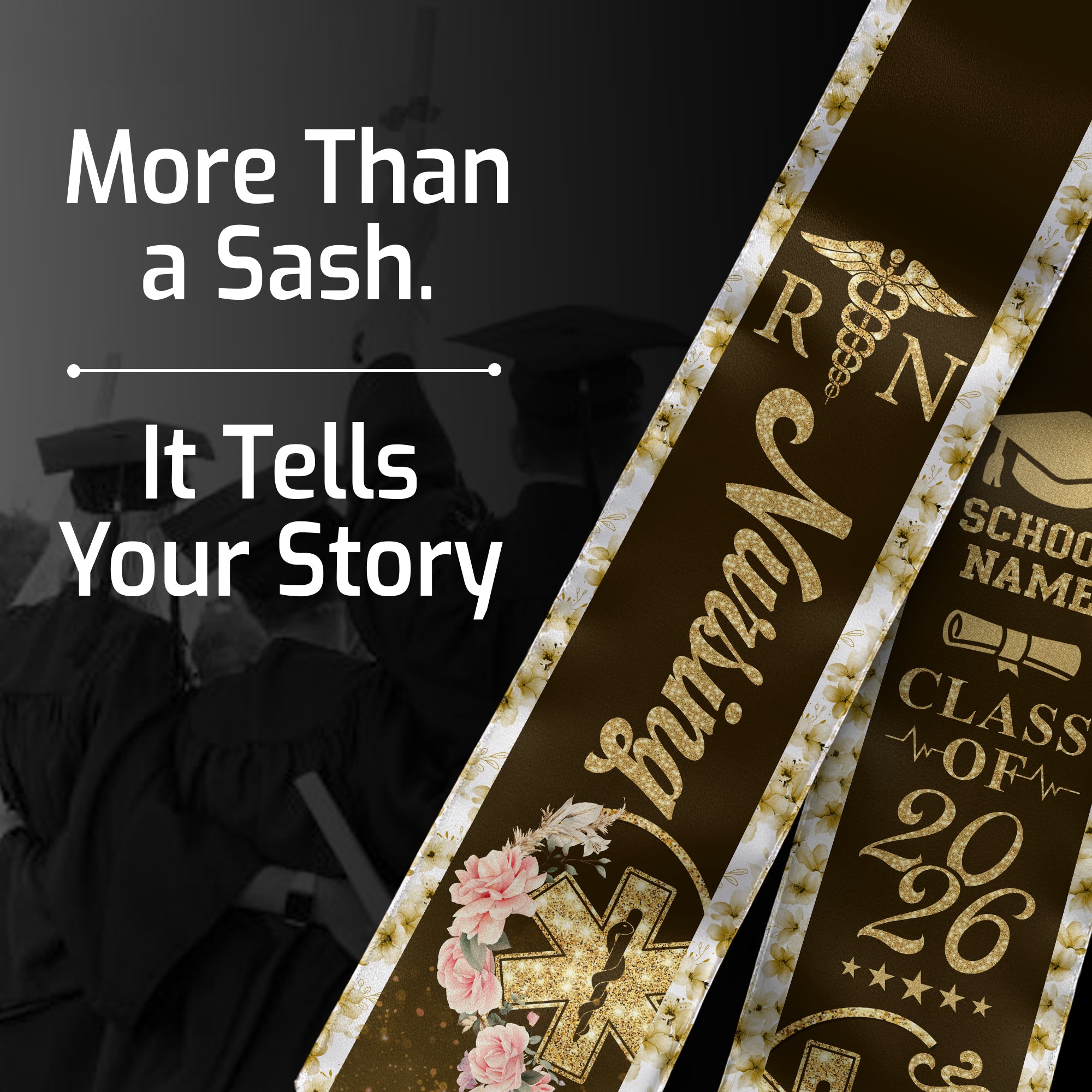 Customized Nursing Graduation Stole for Healthcare Graduates, RN Ceremony Sash Class of 2026