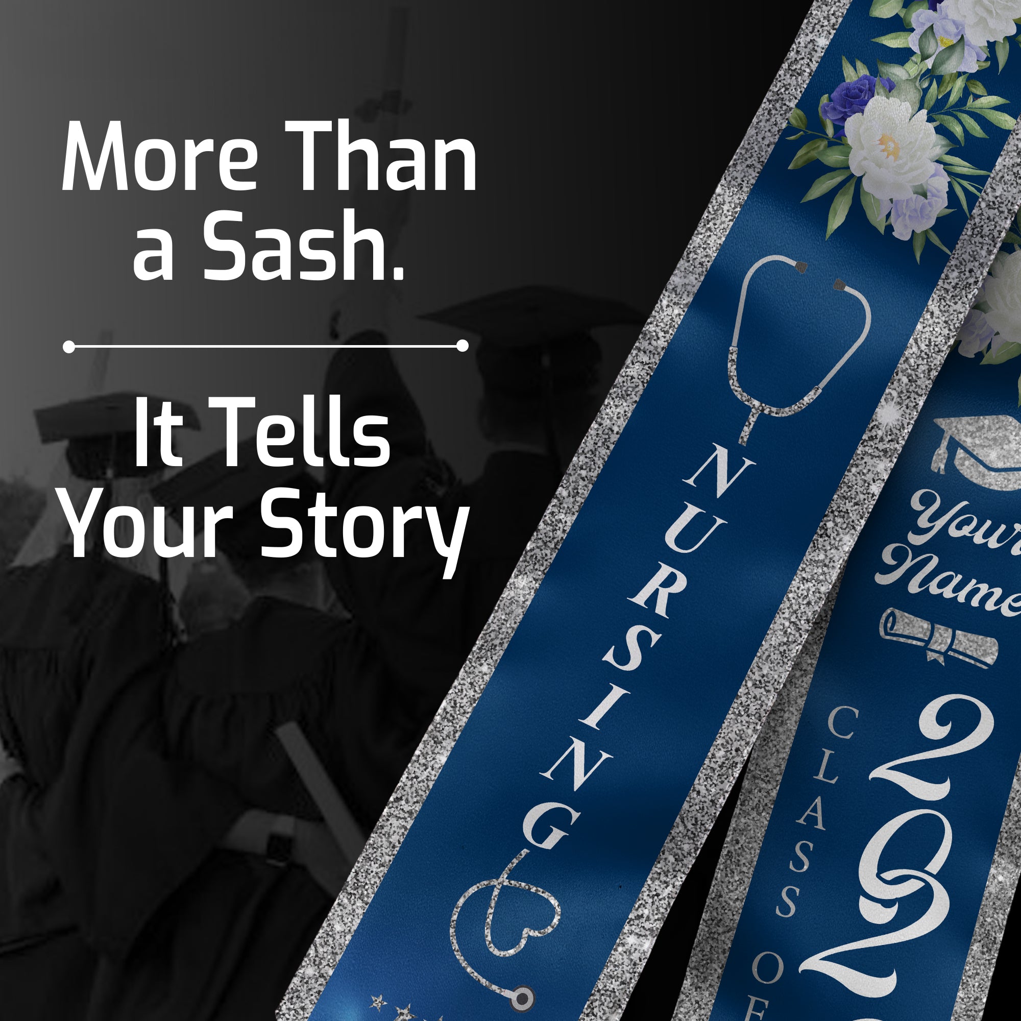 Customized RN Graduation Sash for Nursing School Completion, Professional Nurse Stole 2026