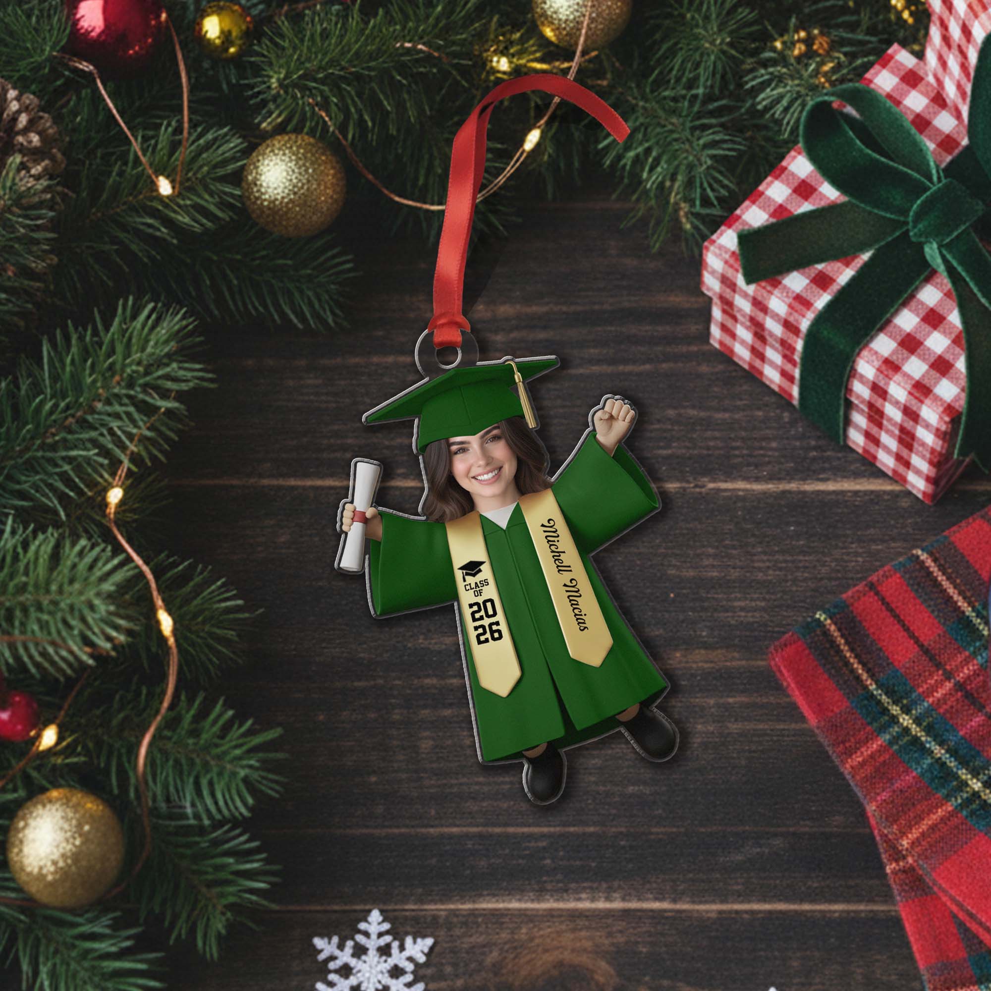 Custom Photo Class Of 2026 Senior Name School Graduation Ornament