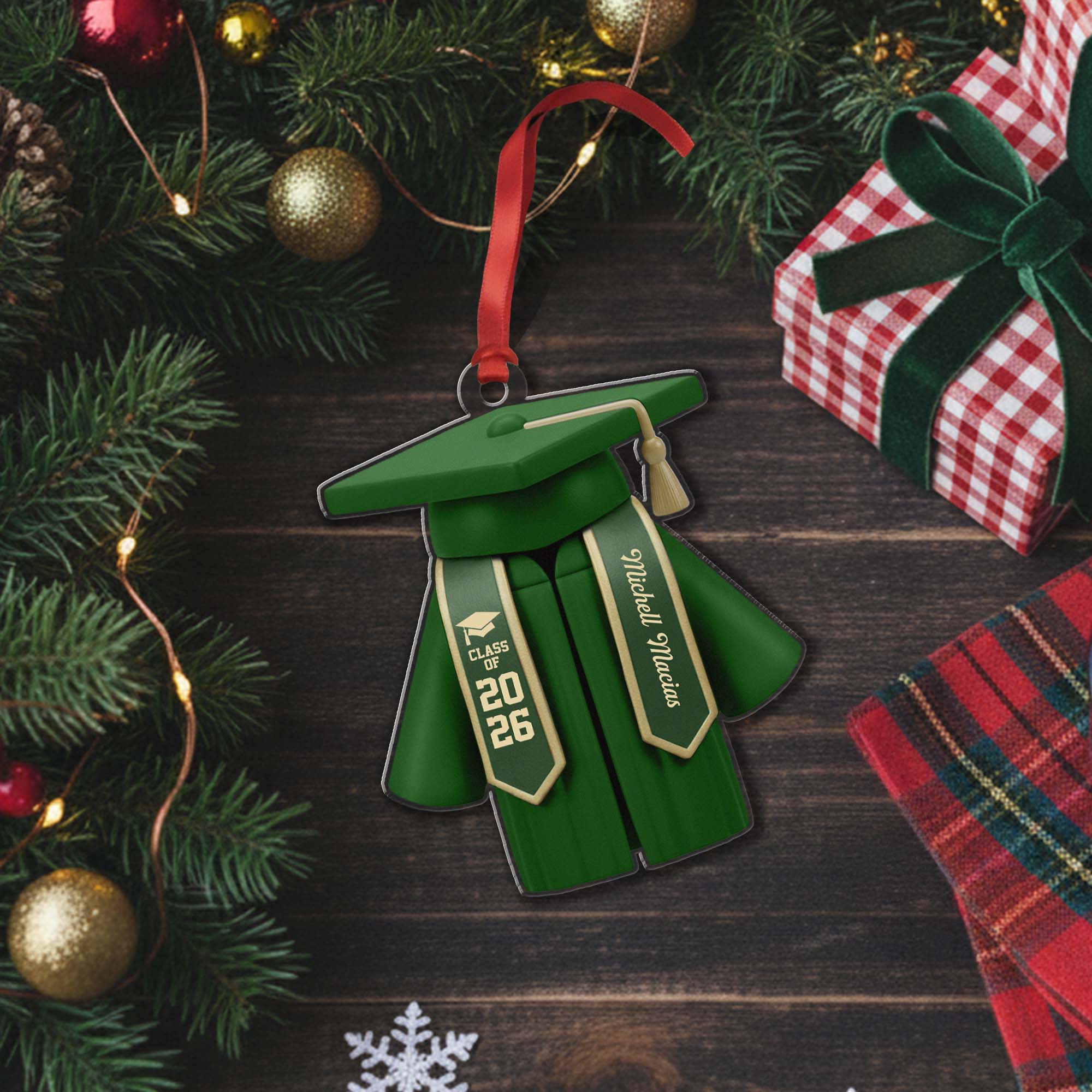 Personalized Class Of 2026 Custom Name Graduation Cap Gown Ornament