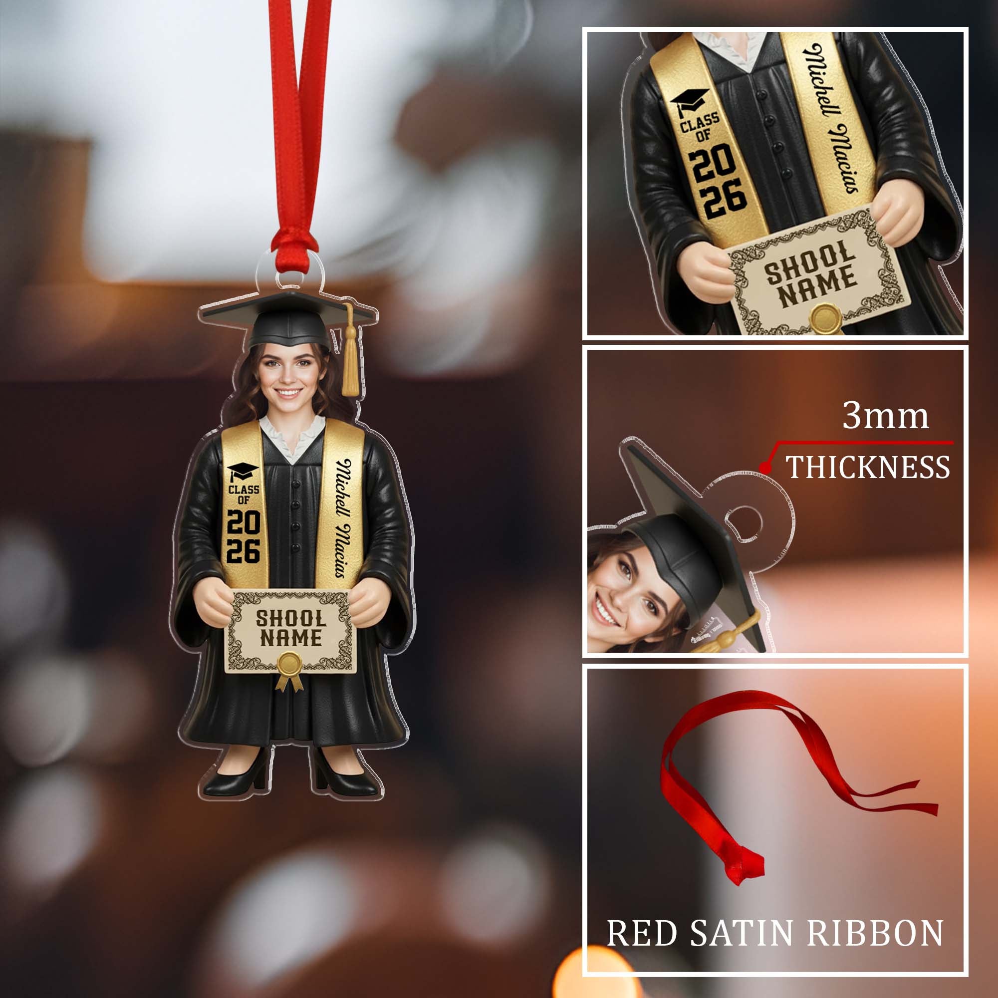 Personalized Class Of 2026 Custom Name School Graduation Figure Ornament