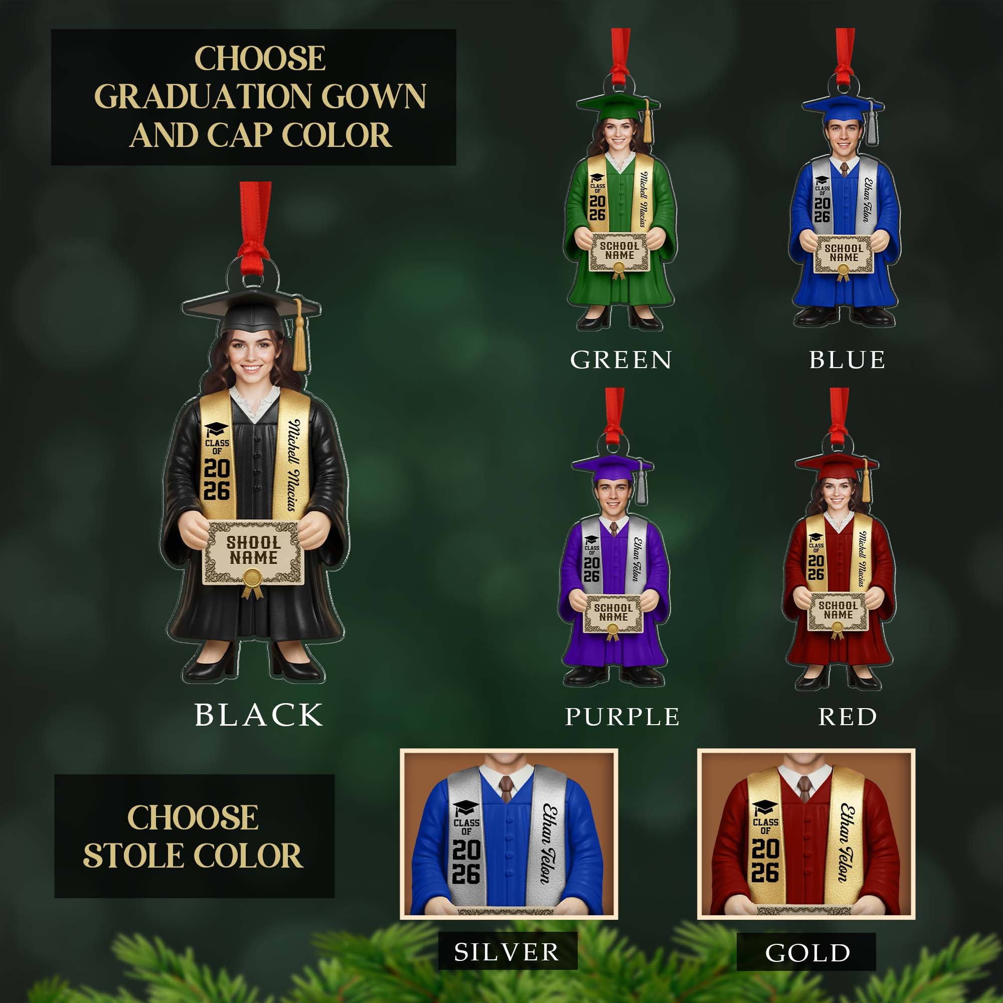 Personalized Class Of 2026 Custom Name School Graduation Figure Ornament