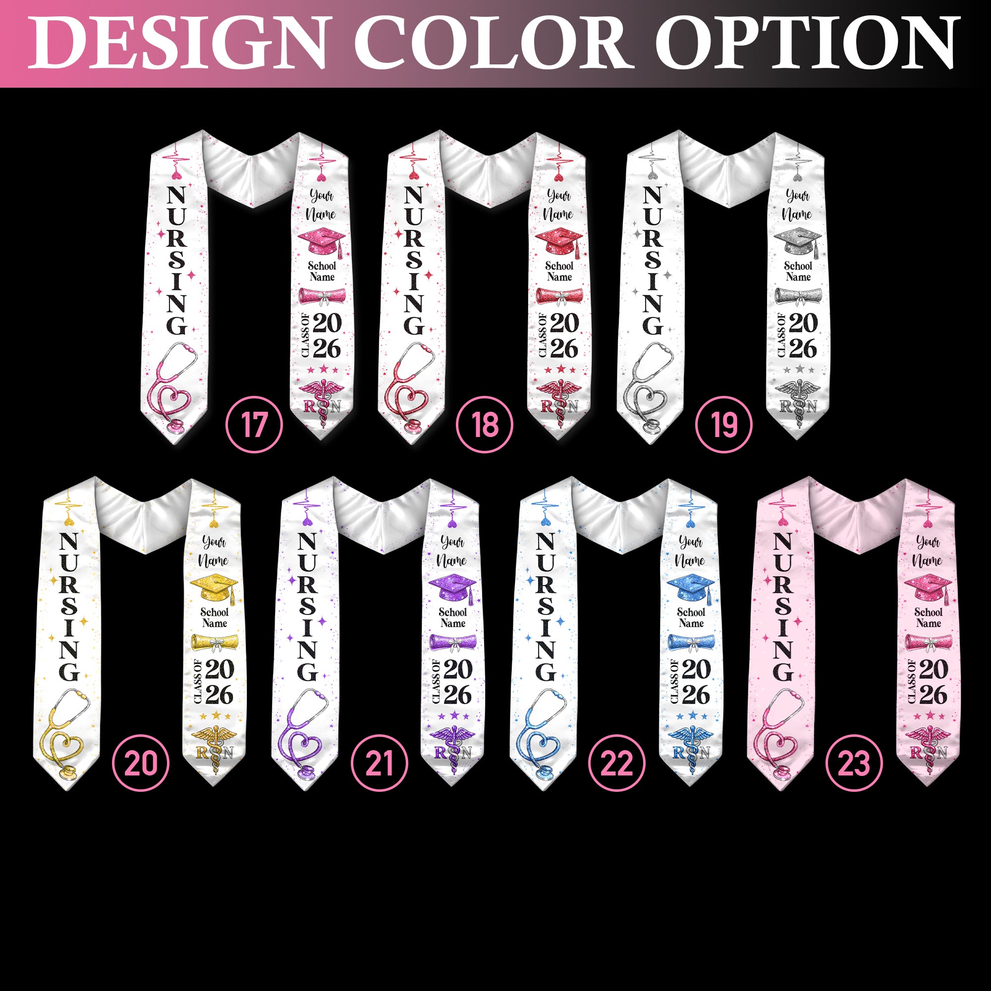 RN Nursing Graduation Stole, Class of 2026, Personalized Name and School, Heartbeat Design, Graduation Sash Gift