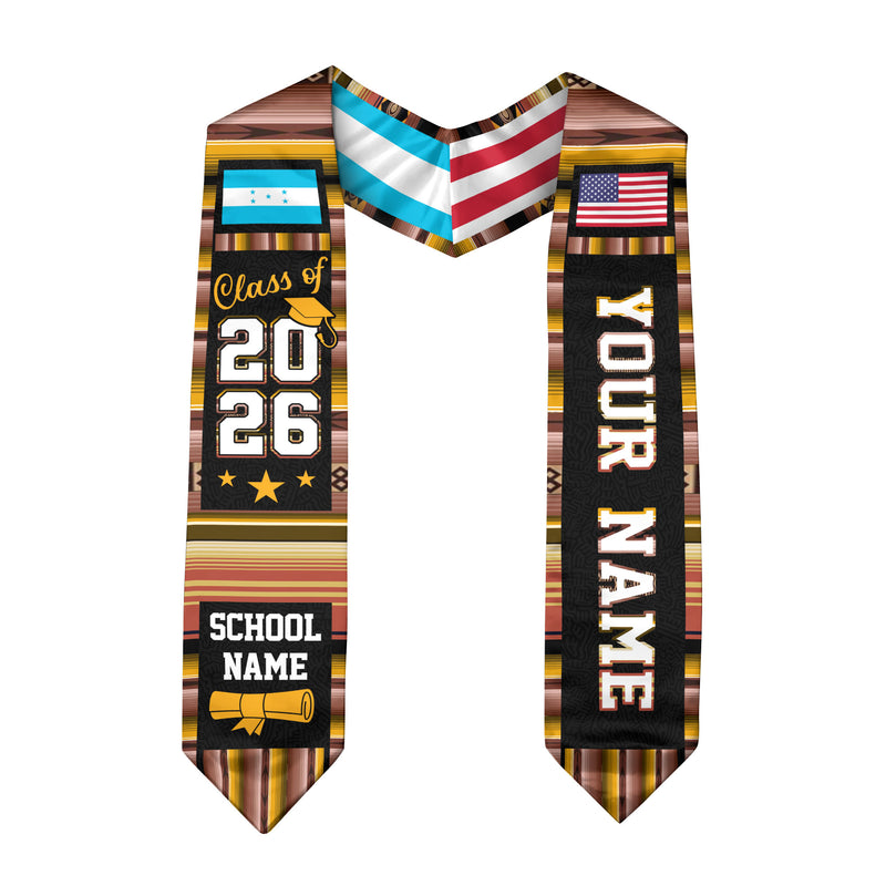 Honduras Graduation Stole 2026, Honduran Flag Sash, Class of 2026 Custom Trim for Grads
