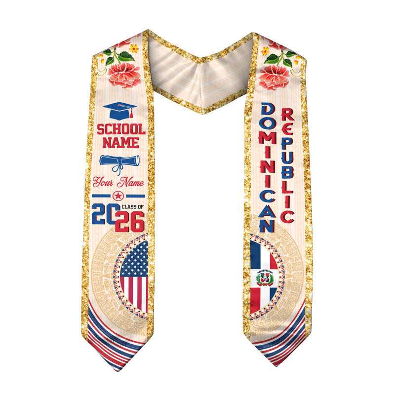Dominican Republic Flag Graduation Sash 2026, Dominican Republic Graduation Stole, Custom Touch for Graduates