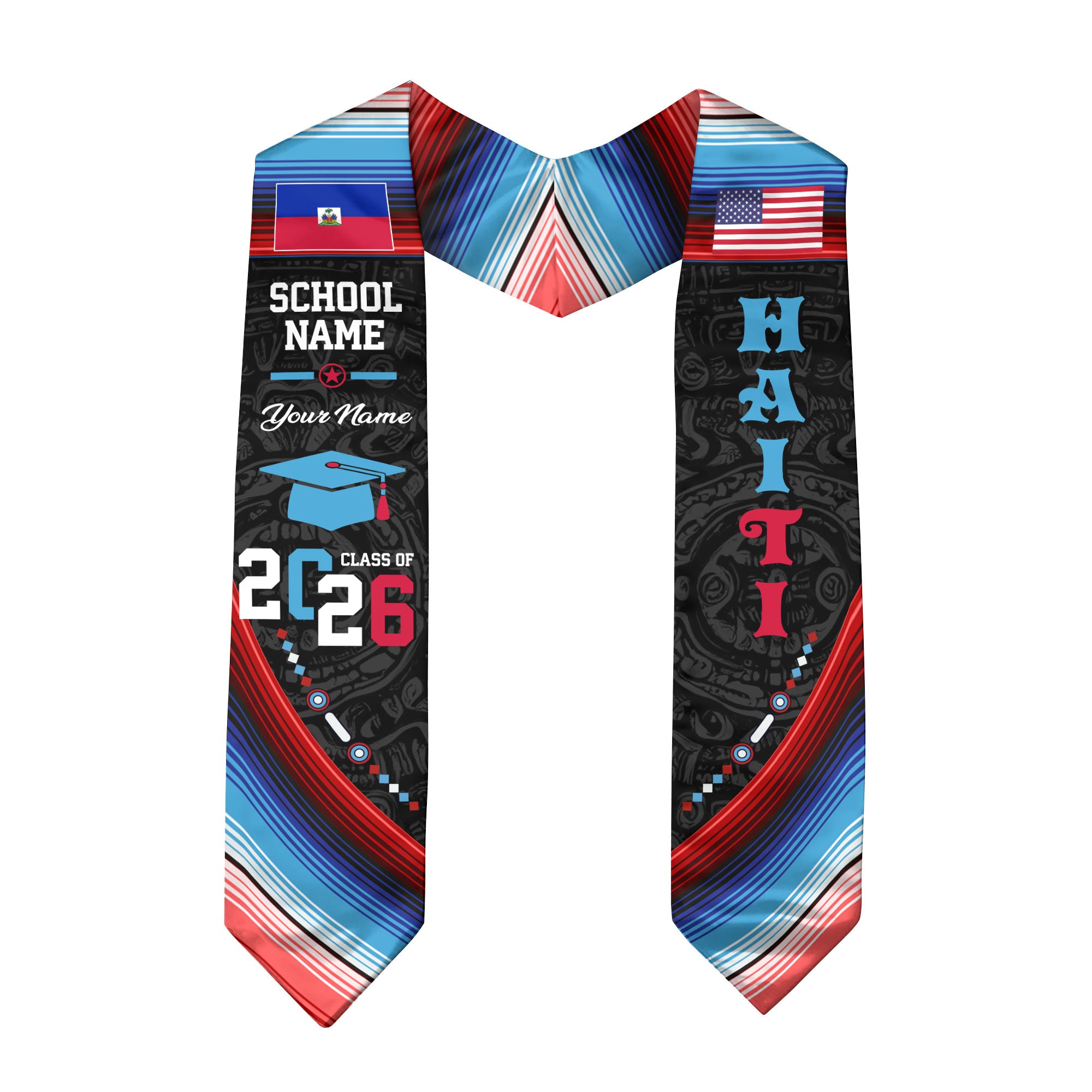 Haiti Graduation Sash 2026, Haitian Flag Stole, Graduation Accessory with Custom Touch
