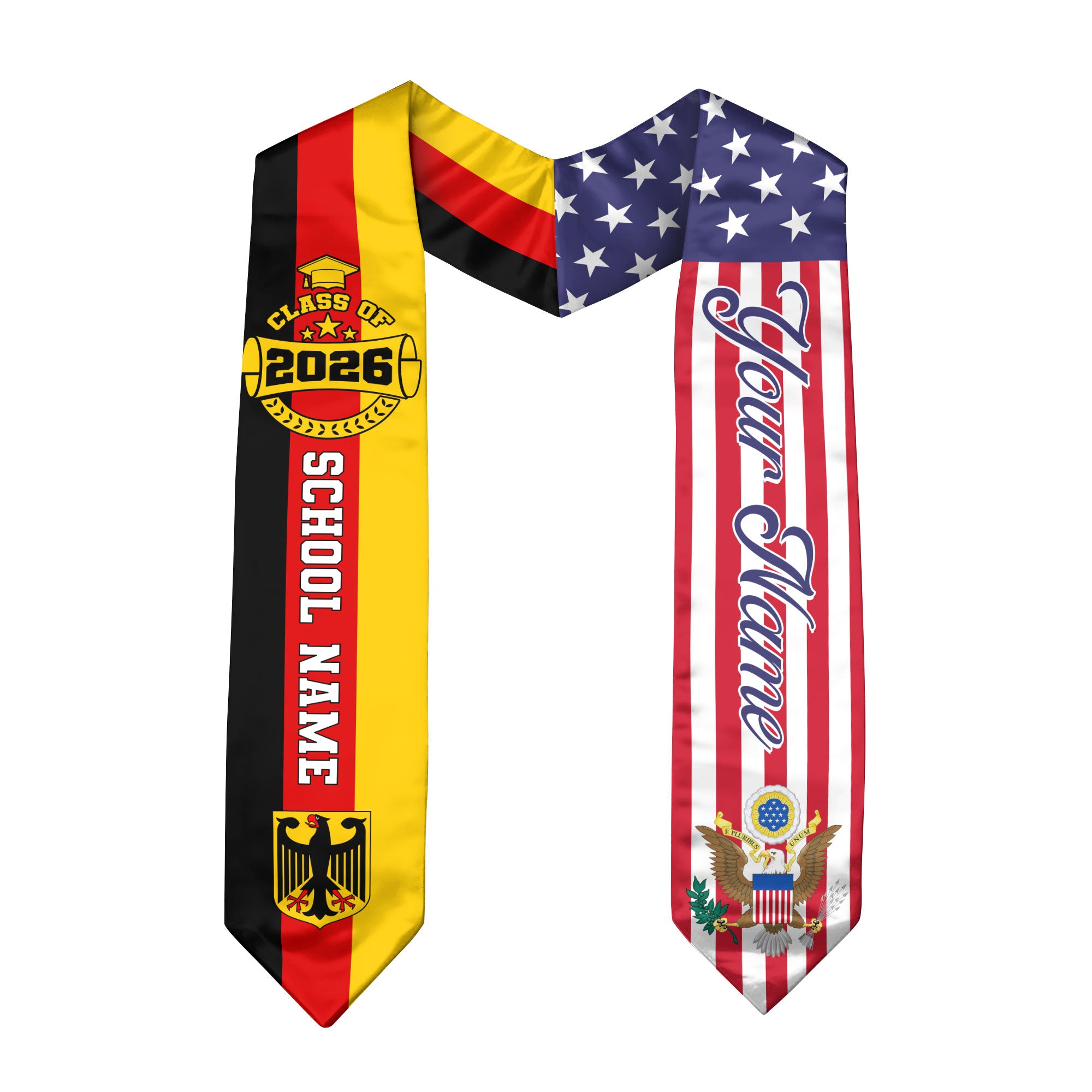 German Graduation Stole 2026, Germany Flag Sash, Custom Touch Graduation Stole 2026
