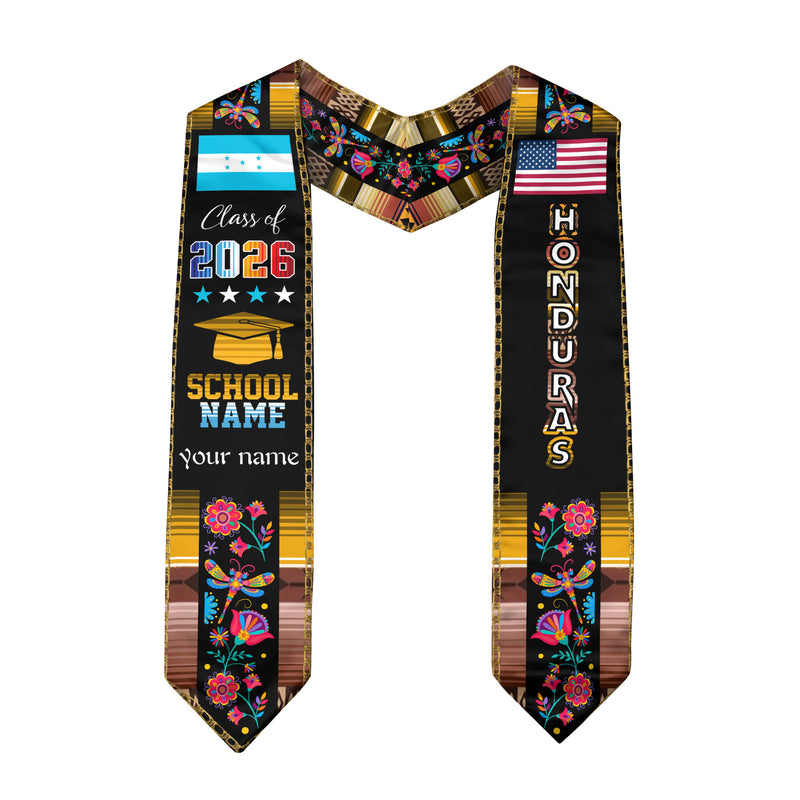 Honduran Graduation Sash 2026, Honduras Flag Stole, Graduation Sash with Custom Finish