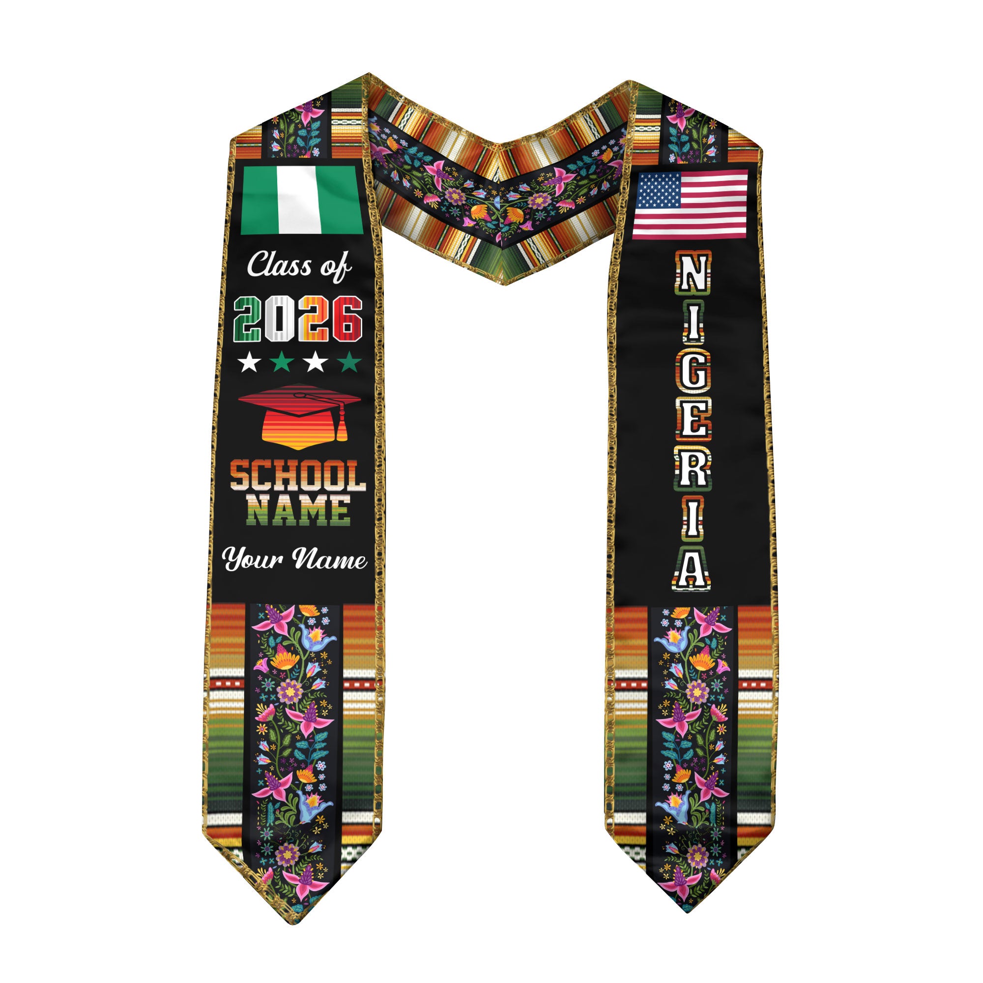 Nigerian Graduation Sash 2026, Nigeria Flag Stole, Graduation Sash with Custom Finish