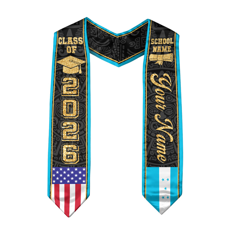 Honduras Graduation Stole 2026, Honduran Flag Stole Sash, Tailored Detail for 2026