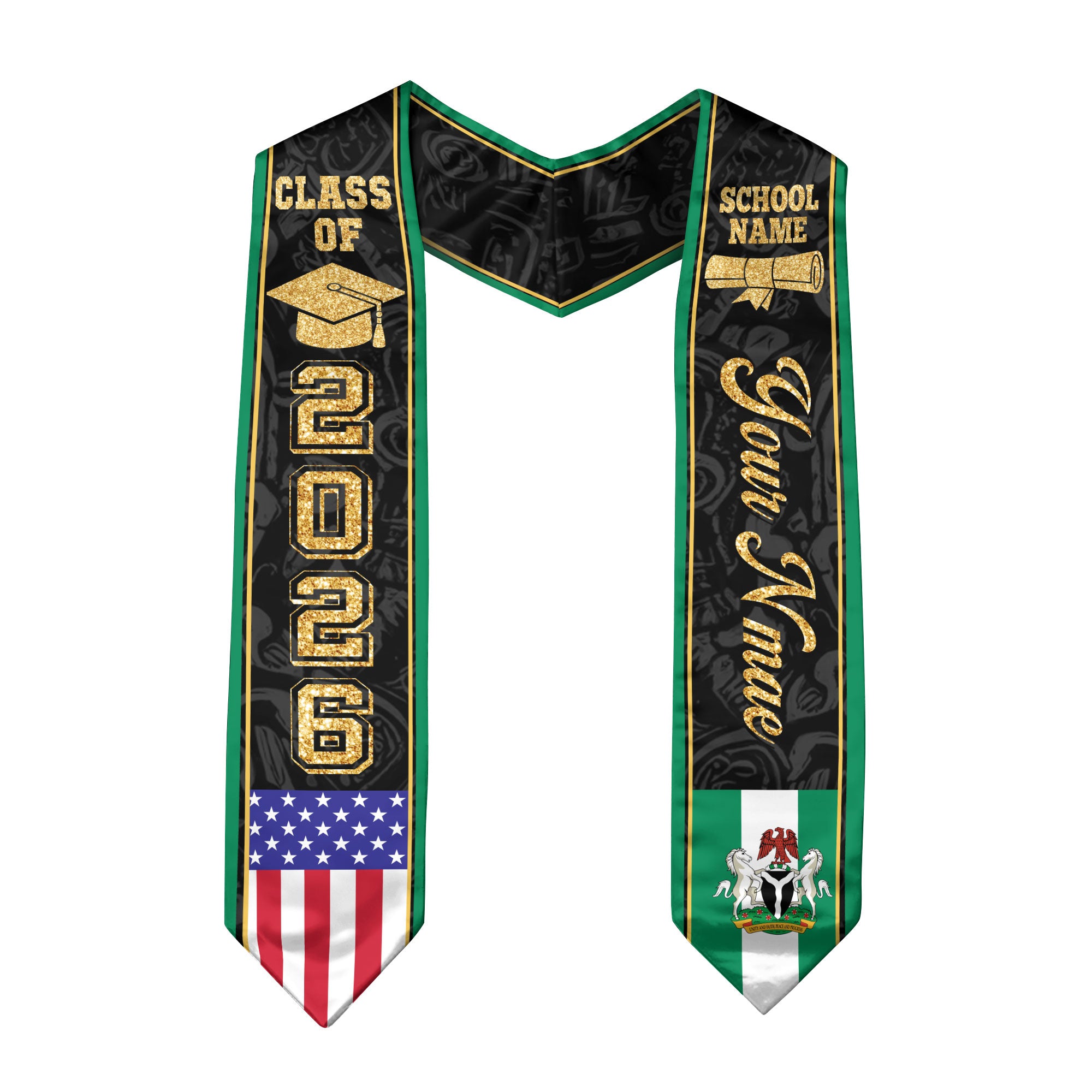 Nigeria Graduation Stole 2026, Nigerian Flag Stole Sash, Tailored Detail for 2026