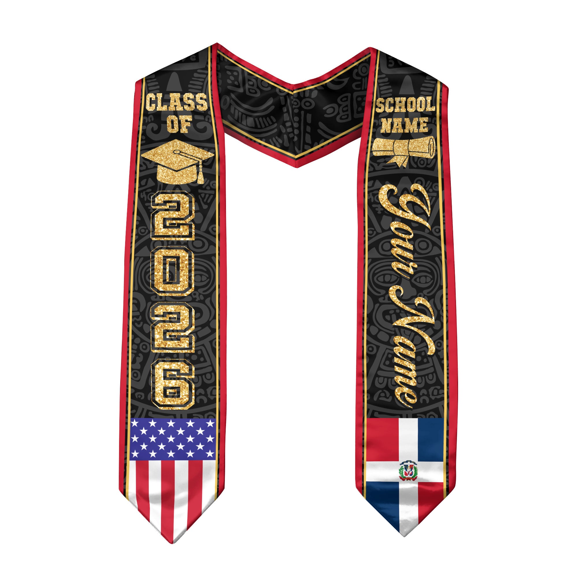 Dominican Republic Flag Graduation Stole 2026, Dominican Republic Stole Sash, Personalized Finish for Grads