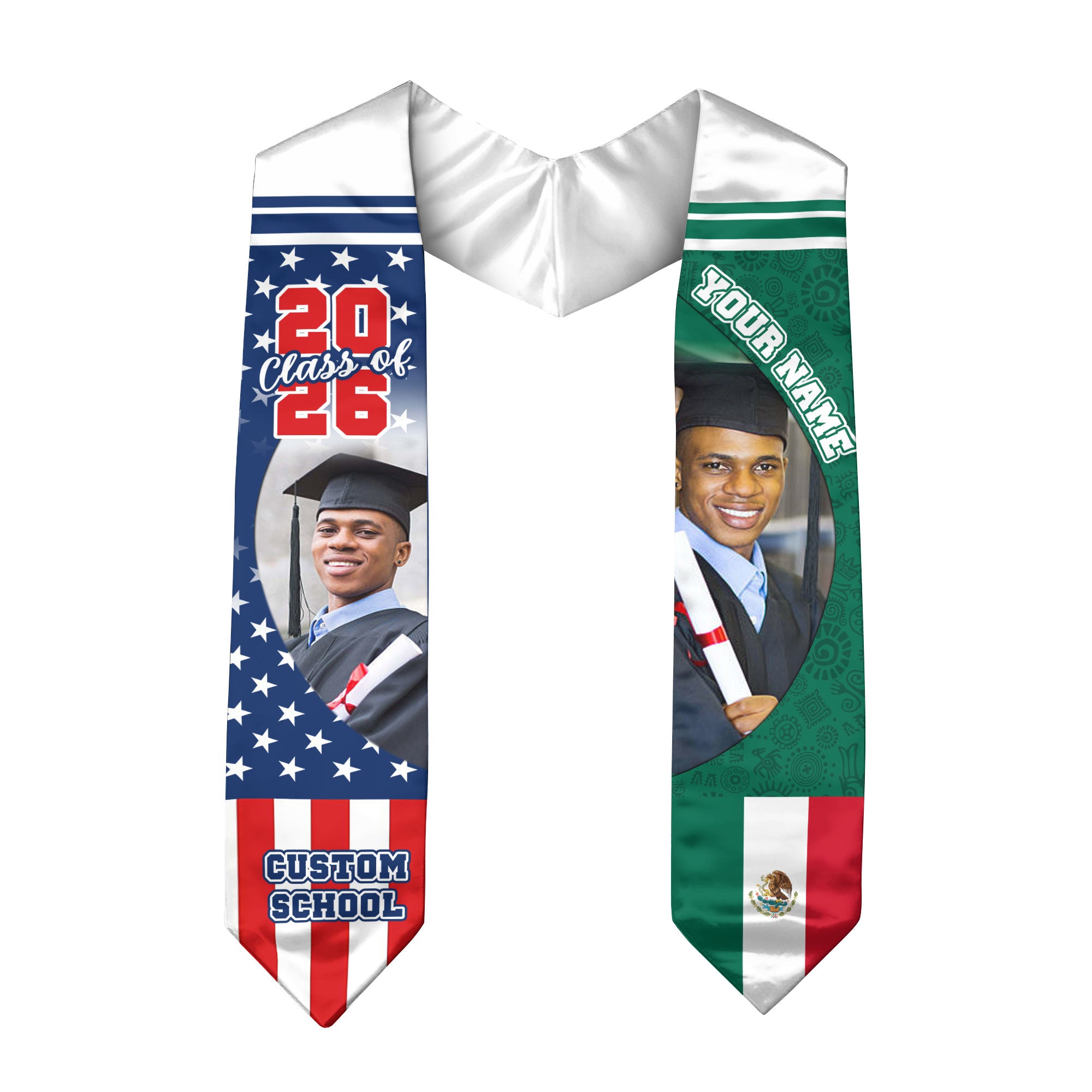 Mexico Graduation Sash, Mexican Flag Graduation Stole 2026, Stole Mexican