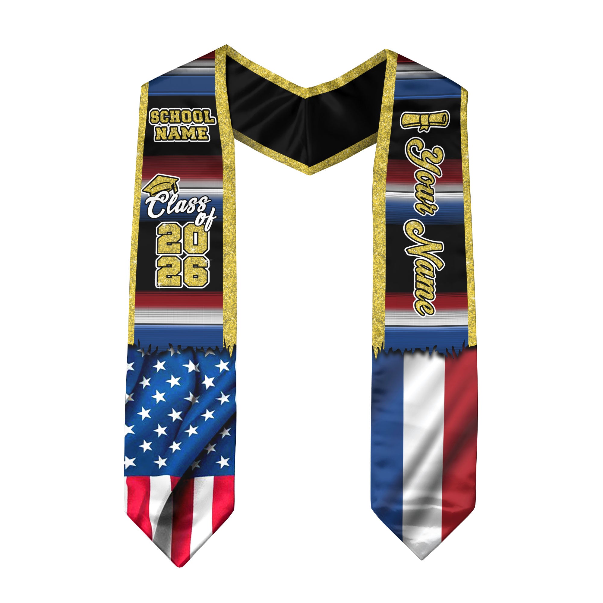 Customized Netherlands Graduation Stole with Dutch Flag Inspired Pattern, Graduation Sash for Class of 2026