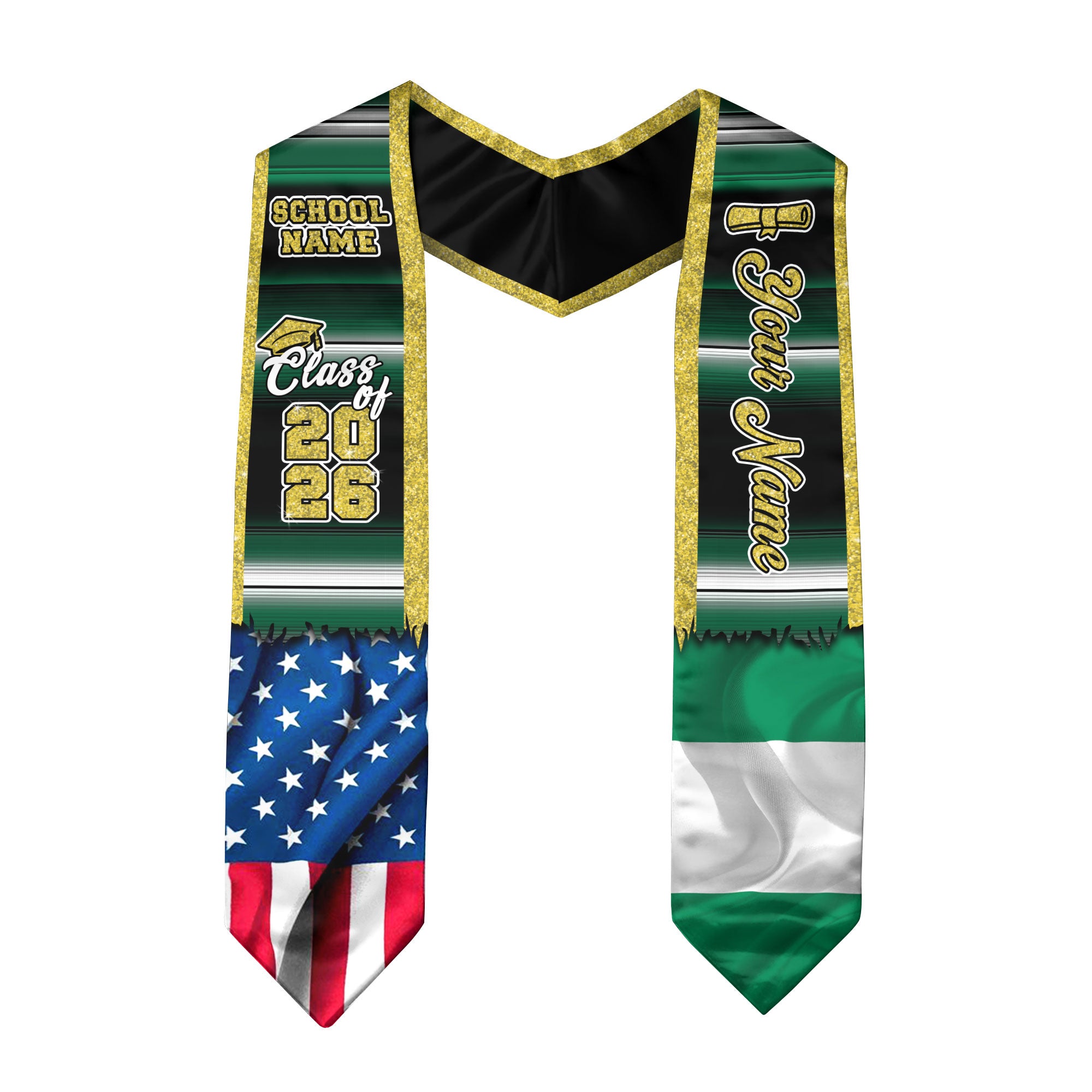 Customized Nigeria Graduation Stole Featuring Nigerian Flag Heritage Style, Graduation Sash for 2026