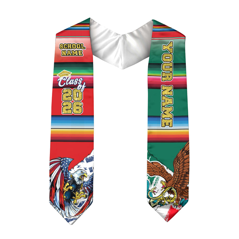 Mexican Graduation Sash, Stole Mexico 2026, Mexican Flag Graduation Stole