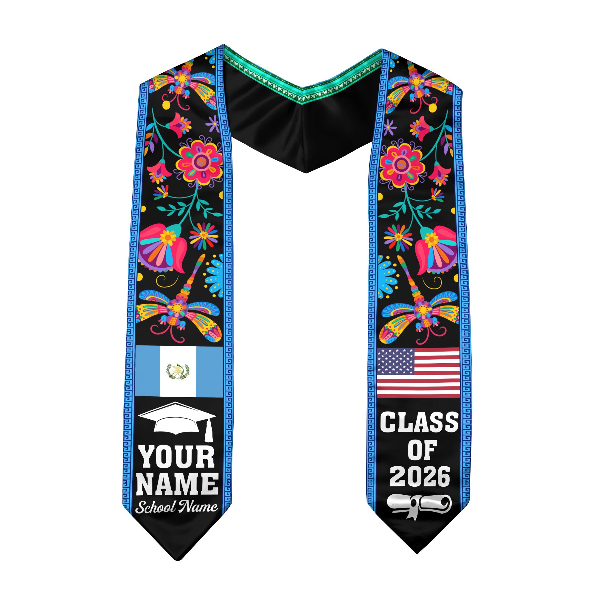 Customized Guatemala Graduation Stole, Guatemalan Flag Stole, Custom Graduation Sash 2026, Class Of 2026