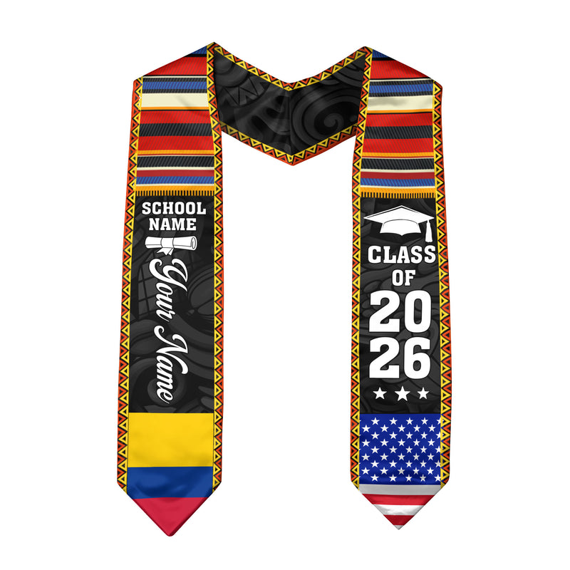 Customized Colombia Graduation Sash, Colombia Flag Graduation Stole, Personalized Graduation Stole 2026