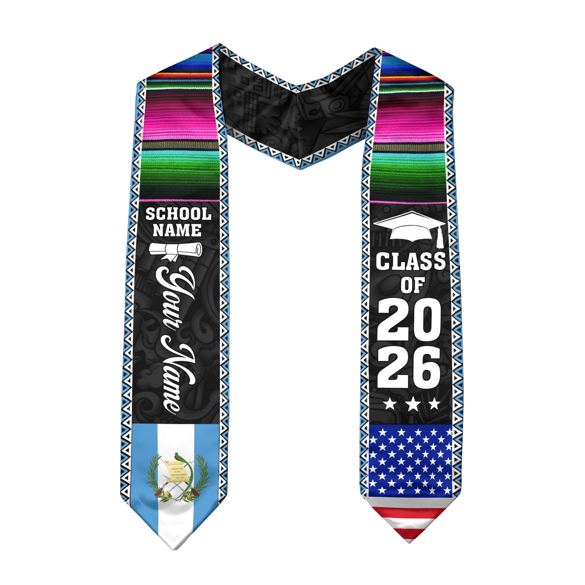 Customized Guatemala Graduation Stole, Guatemala Flag Graduation Sash, Custom Stole for Graduation 2026, Class Of 2026