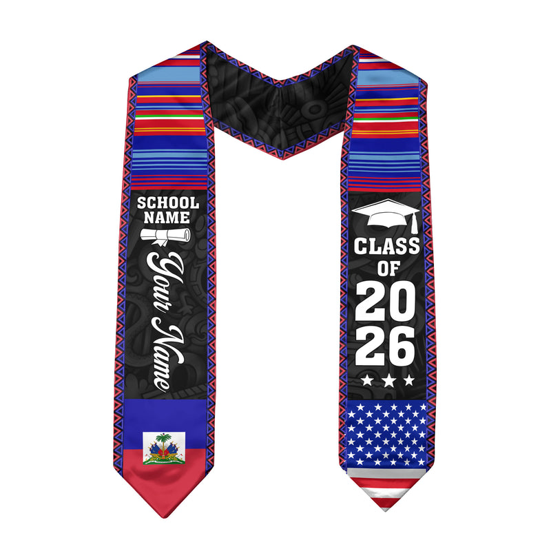 2026 Haiti Flag Graduation Sash, Haiti Stole, Add Custom Detail
