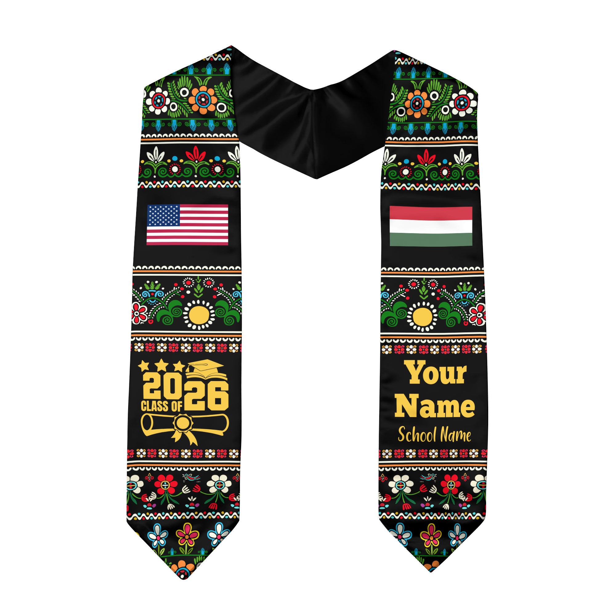 Customized Hungary Graduation Stole Featuring National Flag Motif, Graduation Sash for Class of 2026