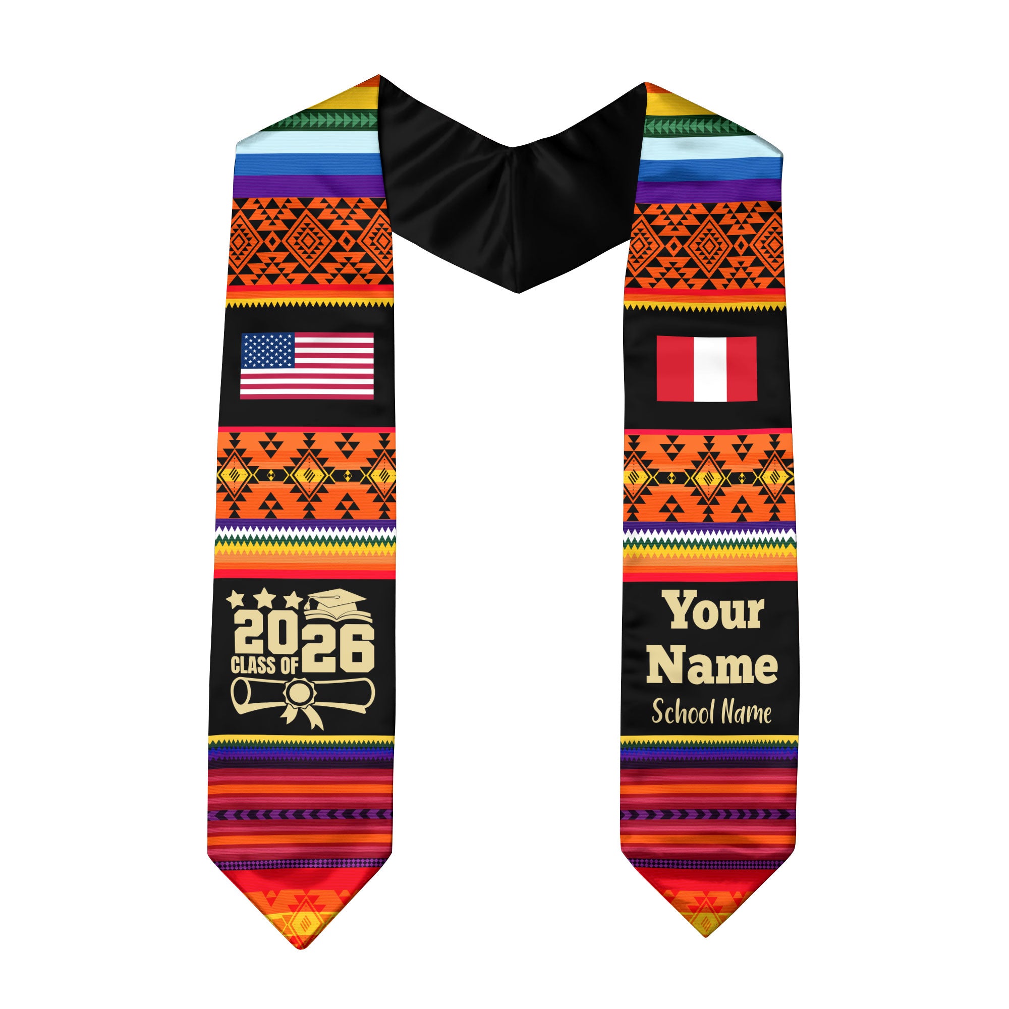 Customized Peru Graduation Stole Featuring National Flag Motif, Graduation Sash for Class of 2026