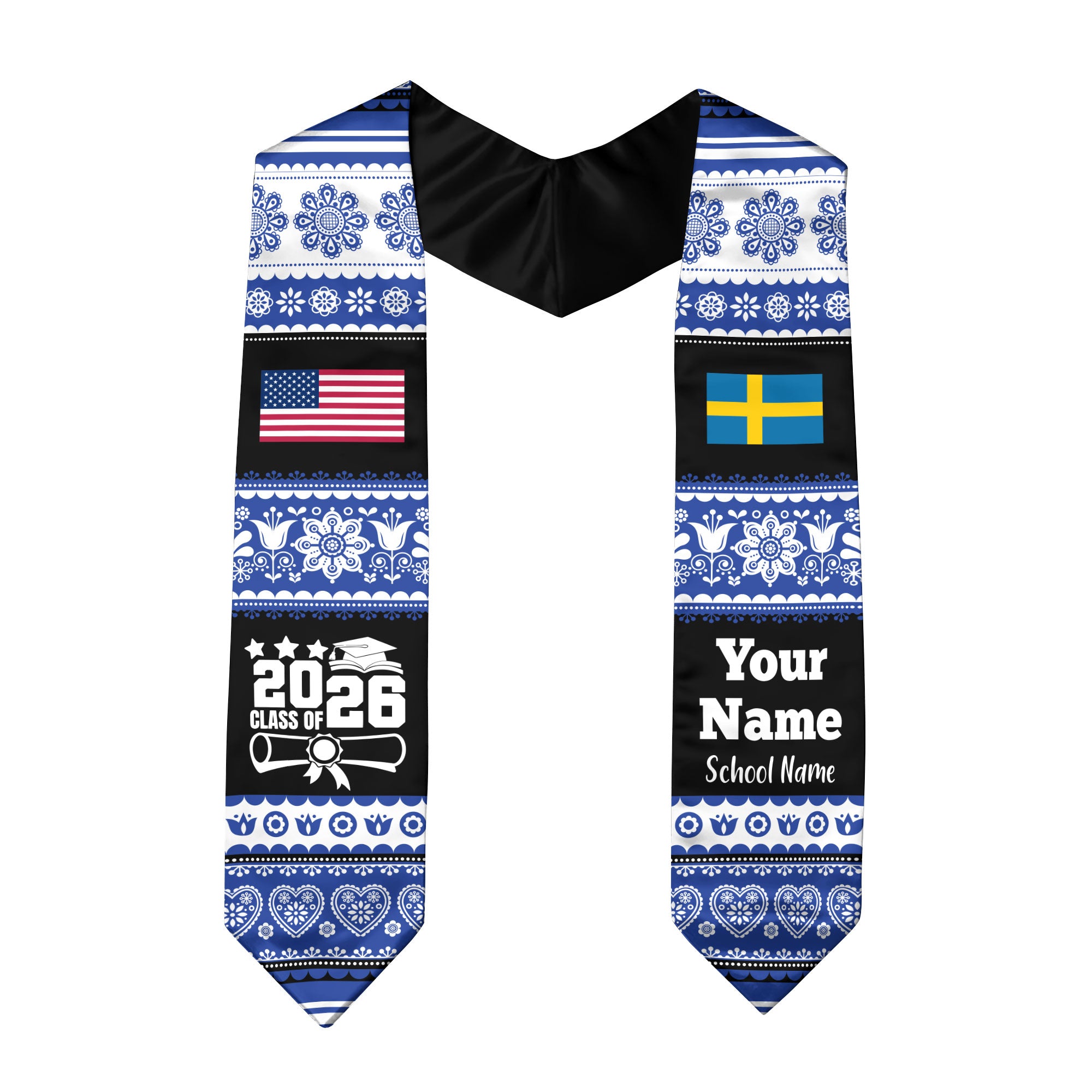 Customized Sweden Graduation Stole Featuring National Flag Motif, Grad ...