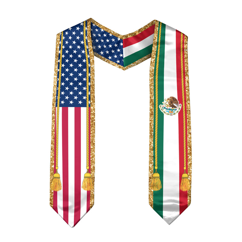 Mexico Graduation Stole 2026, Mexican Stole, Mexican Grad Sash, Mexican Am Flag Sash
