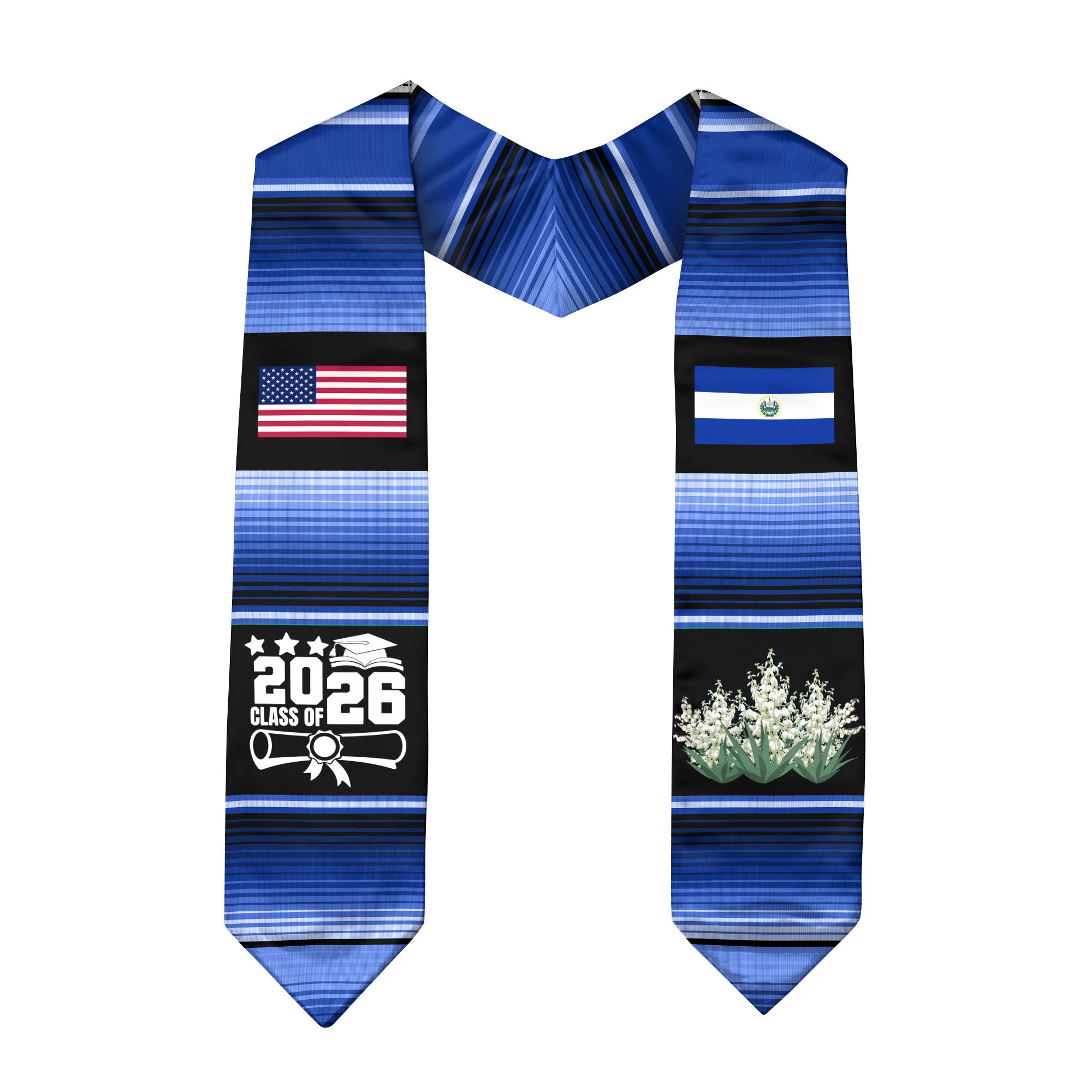 El Salvador Graduation Stole 2026, Salvadoran Flag Graduation Sash, Classic Academic Stole for Graduates
