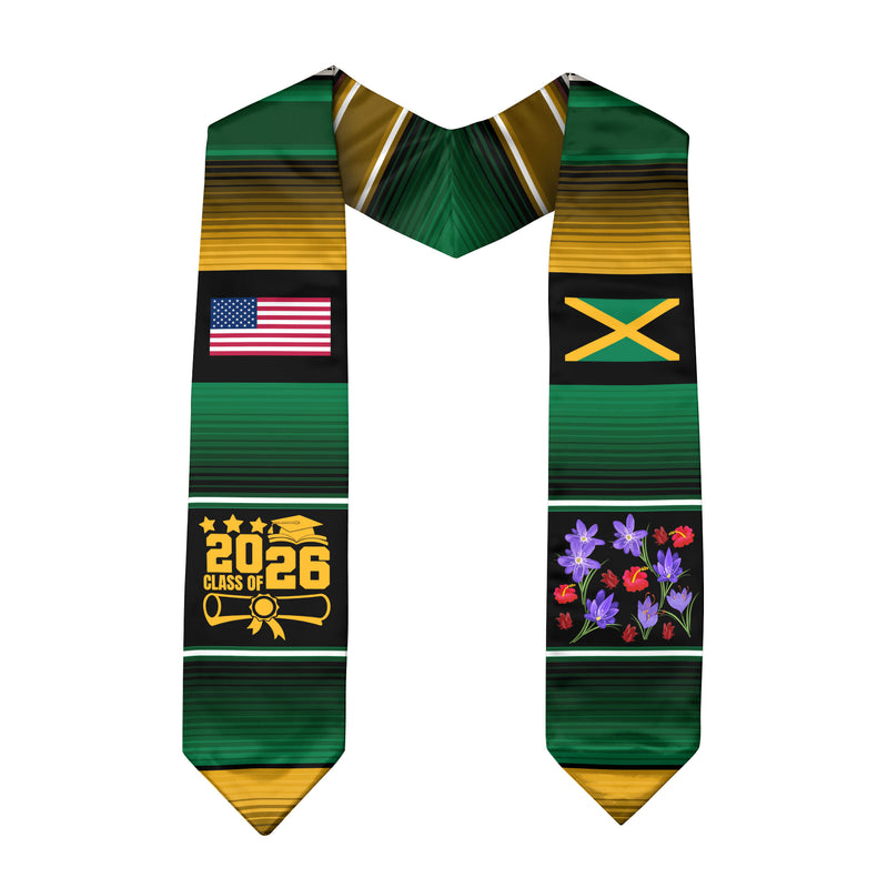Jamaican Graduation Stole 2026, Jamaica Flag Sash, Formal Academic Graduation Accessory