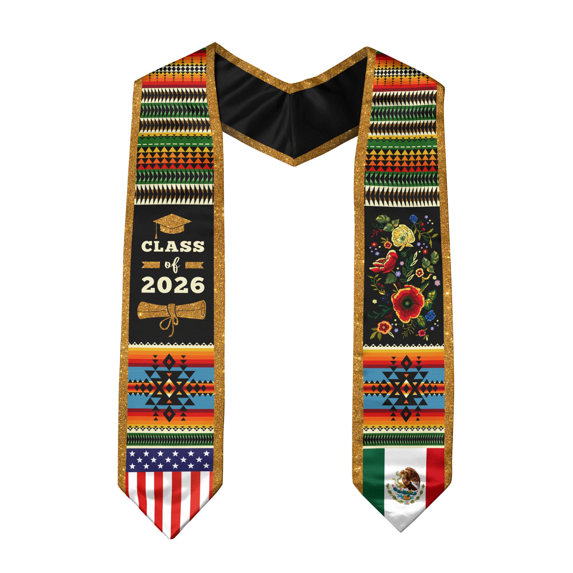 Mexico Graduation Stole 2026, Mexican Stole, Mexican American Flag Graduation Sash