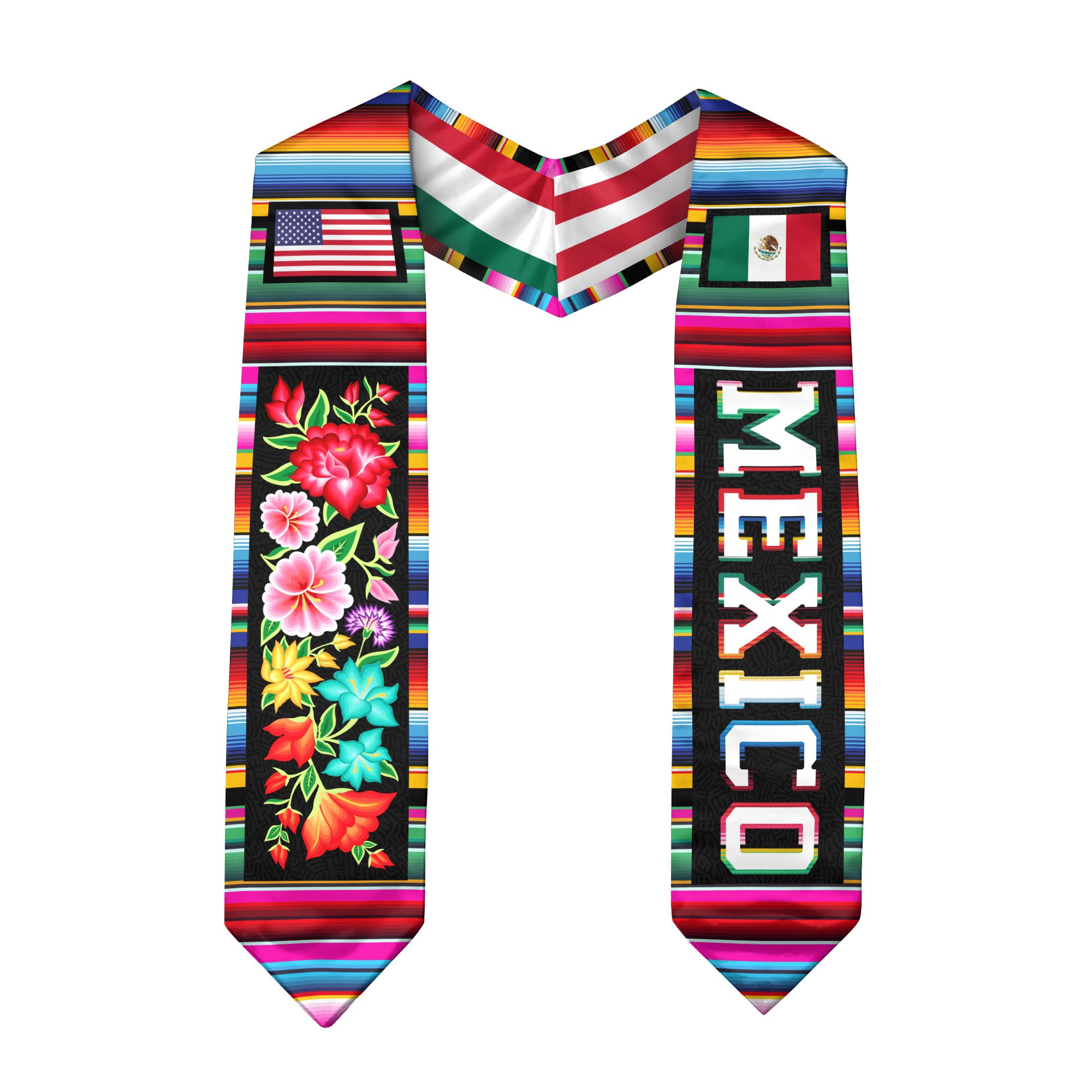 2026 Mexican Flag Graduation Stole, Mexico Sash for Graduates, Traditional Wear Style