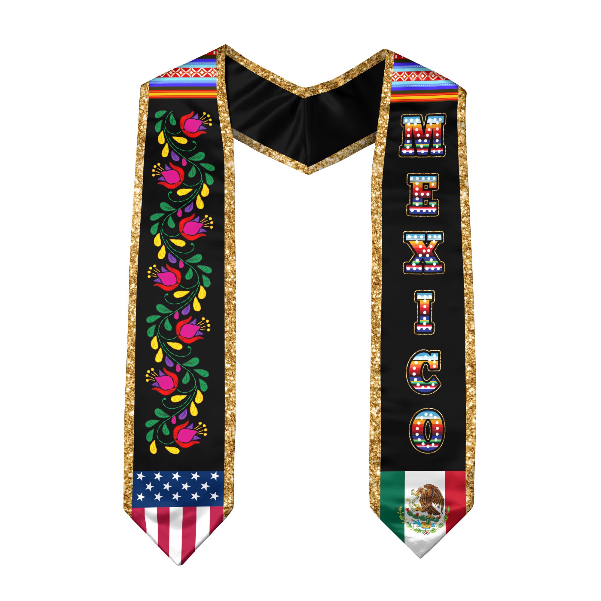 Mexico Flag Graduation Sash 2026, Mexican Stole for Graduation, Classic Formal Look