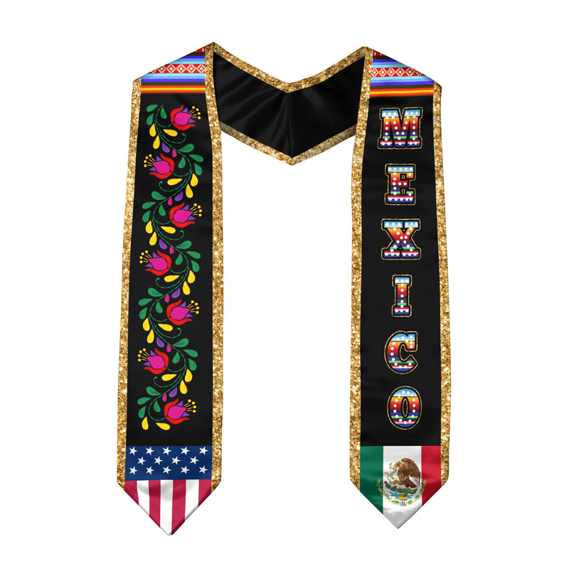 Mexico Flag Graduation Sash 2026, Mexican Stole for Graduation, Classic Formal Look