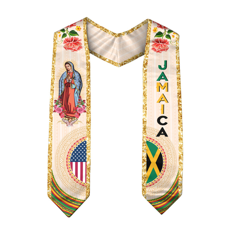 Jamaica Graduation Sash with Jamaican Flag, Classic Graduation Stole for 2026