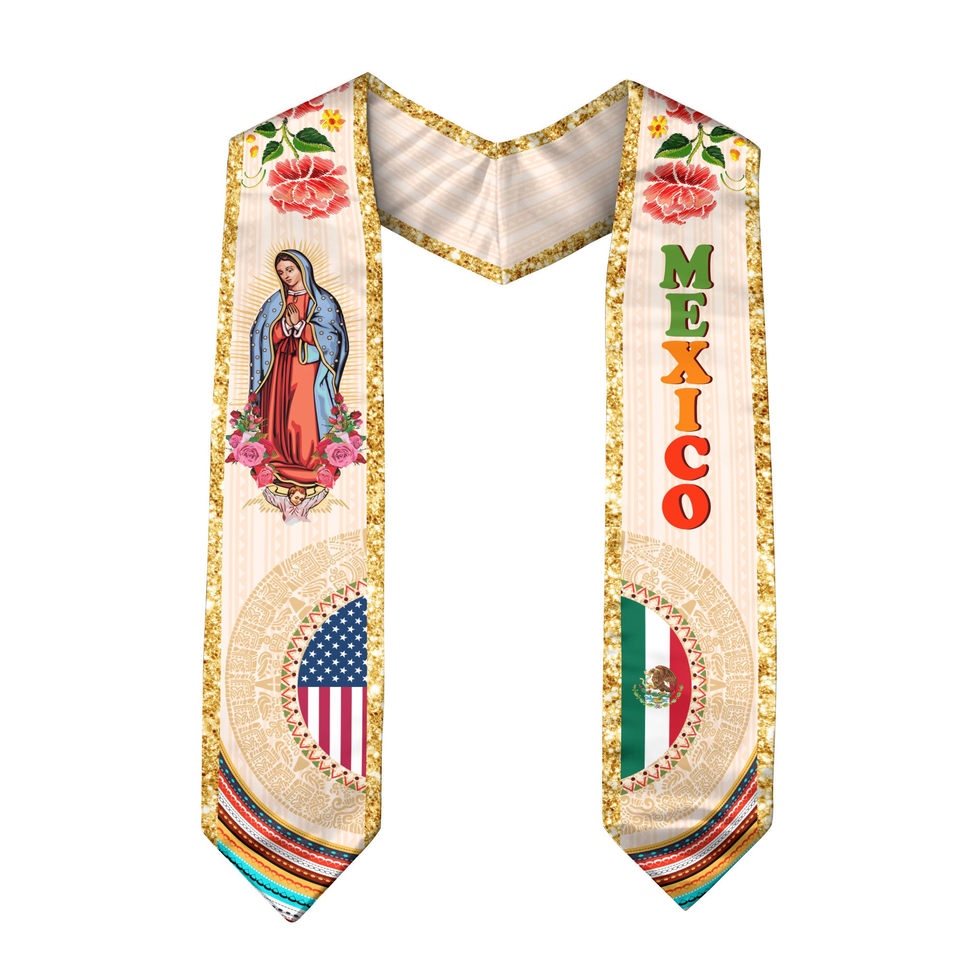 2026 Mexico Graduation Stole, Mexican Flag Sash, Traditional Stole for Graduation Day
