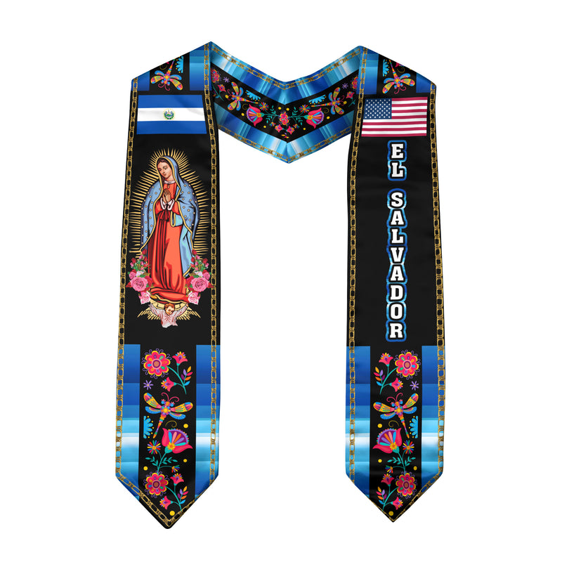 El Salvador Graduation Sash with Salvadoran Flag, Classic Graduation Stole Class of 2026