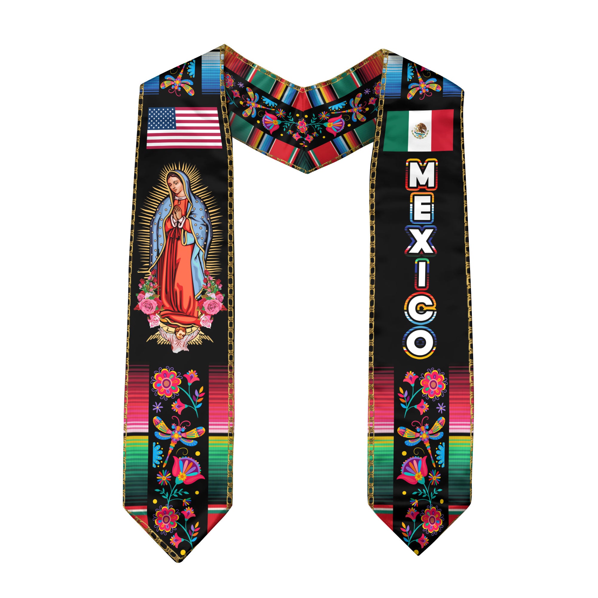 Mexican Flag Graduation Stole 2026, Mexico Graduation Sash, Classic Stole for Photos