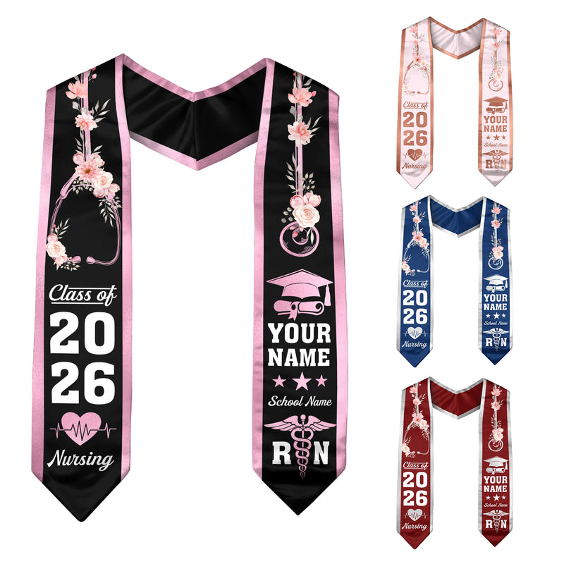 Customized RN Graduation Stole, Nursing Graduation Sash for BSN Nurses, Class of 2026