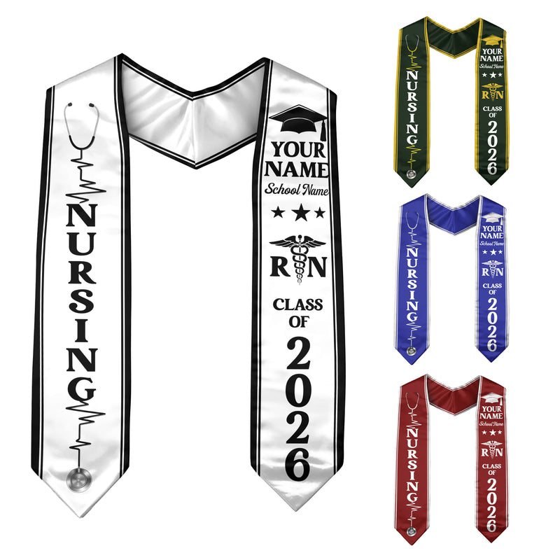 Customized Nursing Graduation Stole for RN and BSN Students, Graduation Sash 2026
