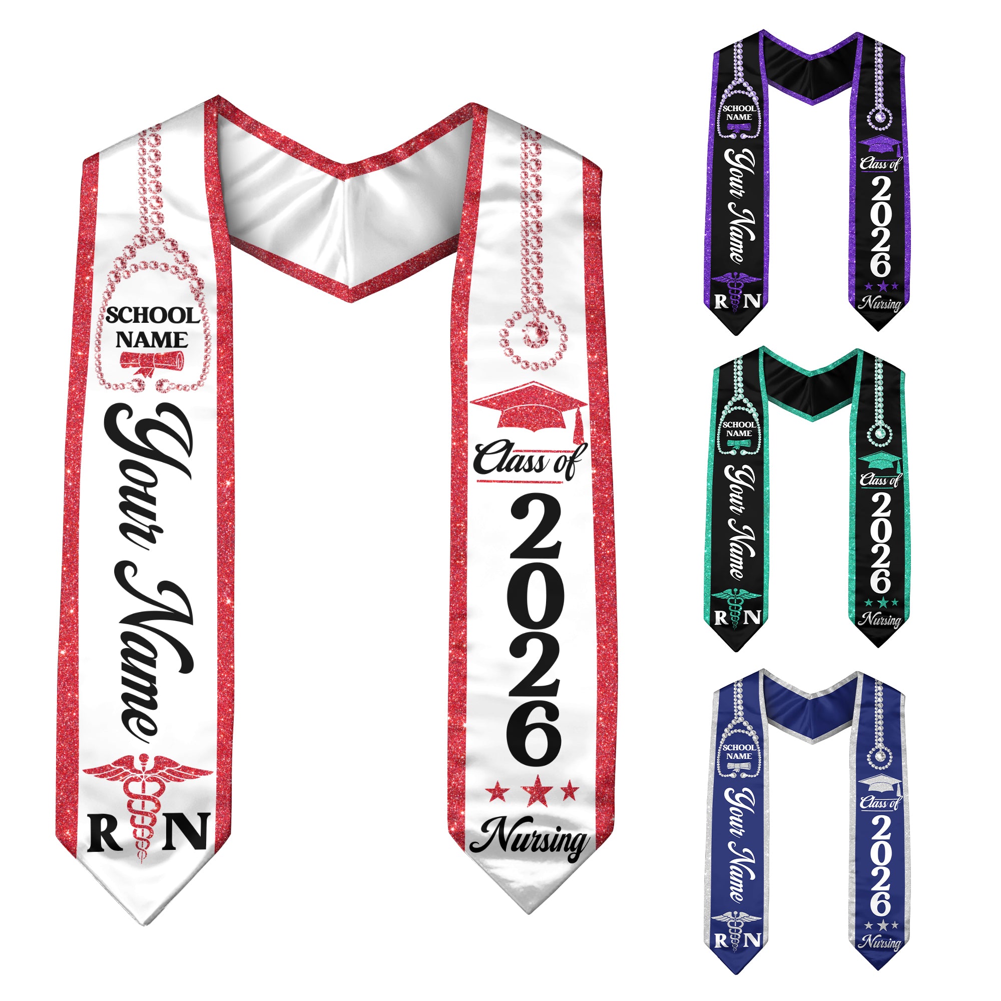 Customized RN Nurse Graduation Stole, BSN Nursing Graduation Sash for Class of 2026