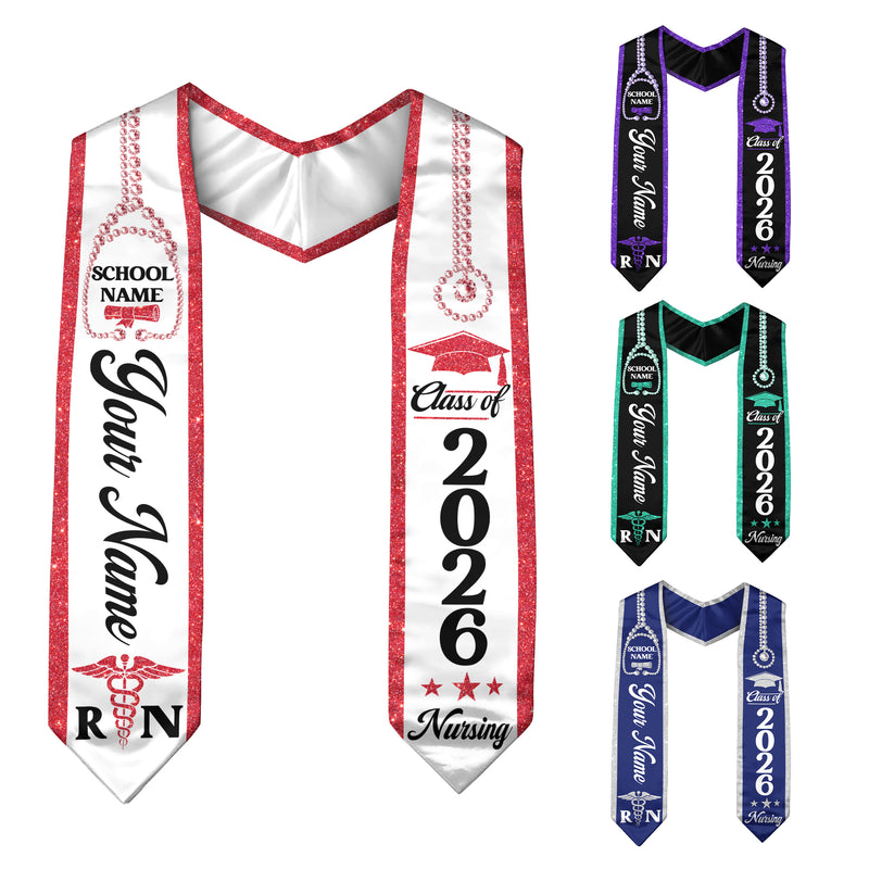 Customized RN Nurse Graduation Stole, BSN Nursing Graduation Sash for Class of 2026