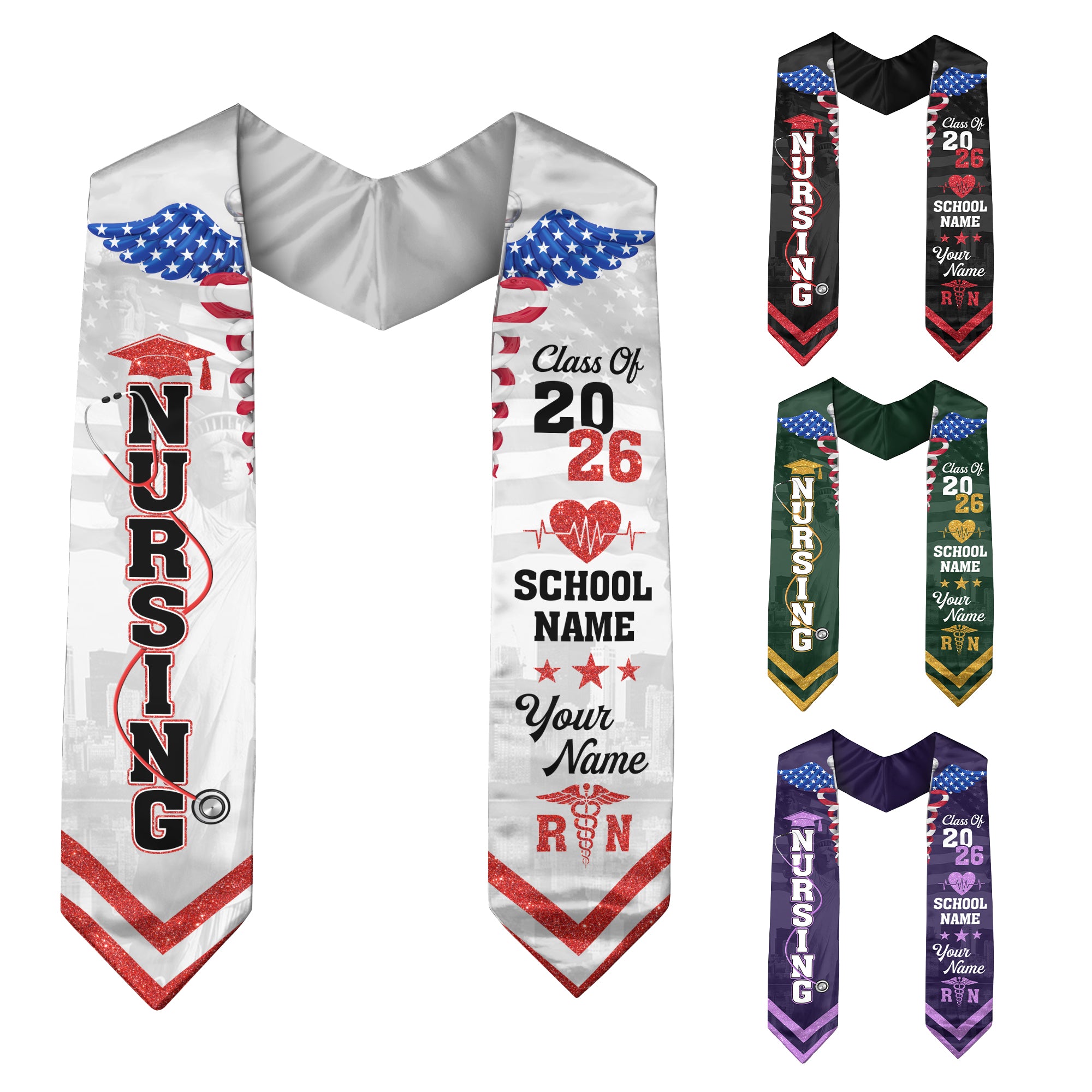 Customized Nursing Graduation Sash for RN Graduates, BSN Nurse Stole Class of 2026