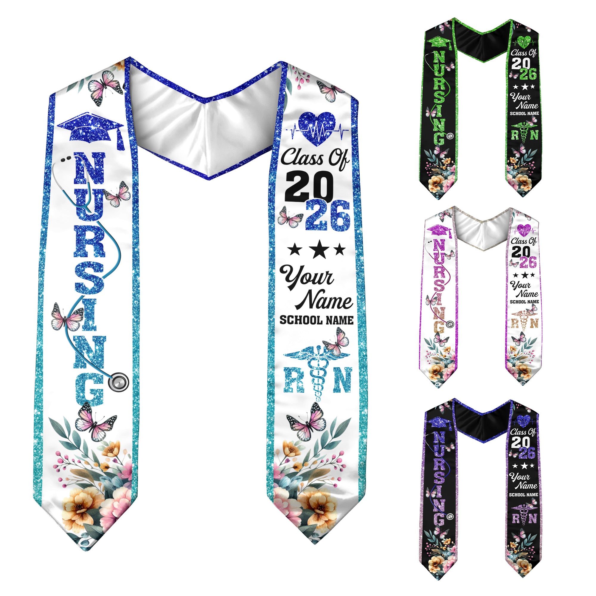 Customized RN Graduation Stole for Nursing School, BSN Nurse Graduation Sash 2026