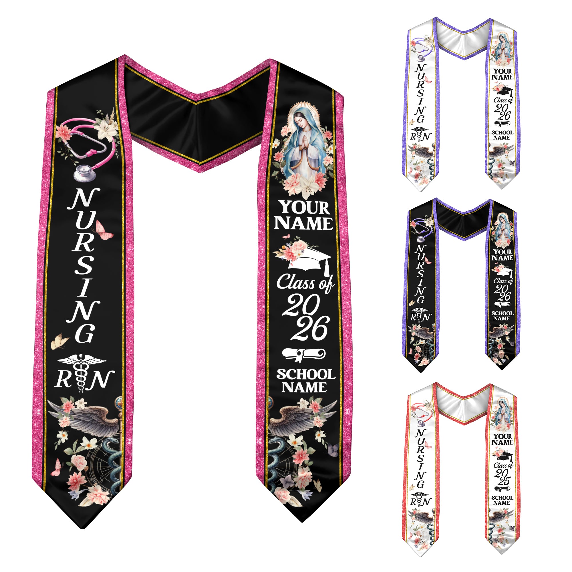 Customized RN and BSN Graduation Stole, Nursing Graduation Sash for Class of 2026