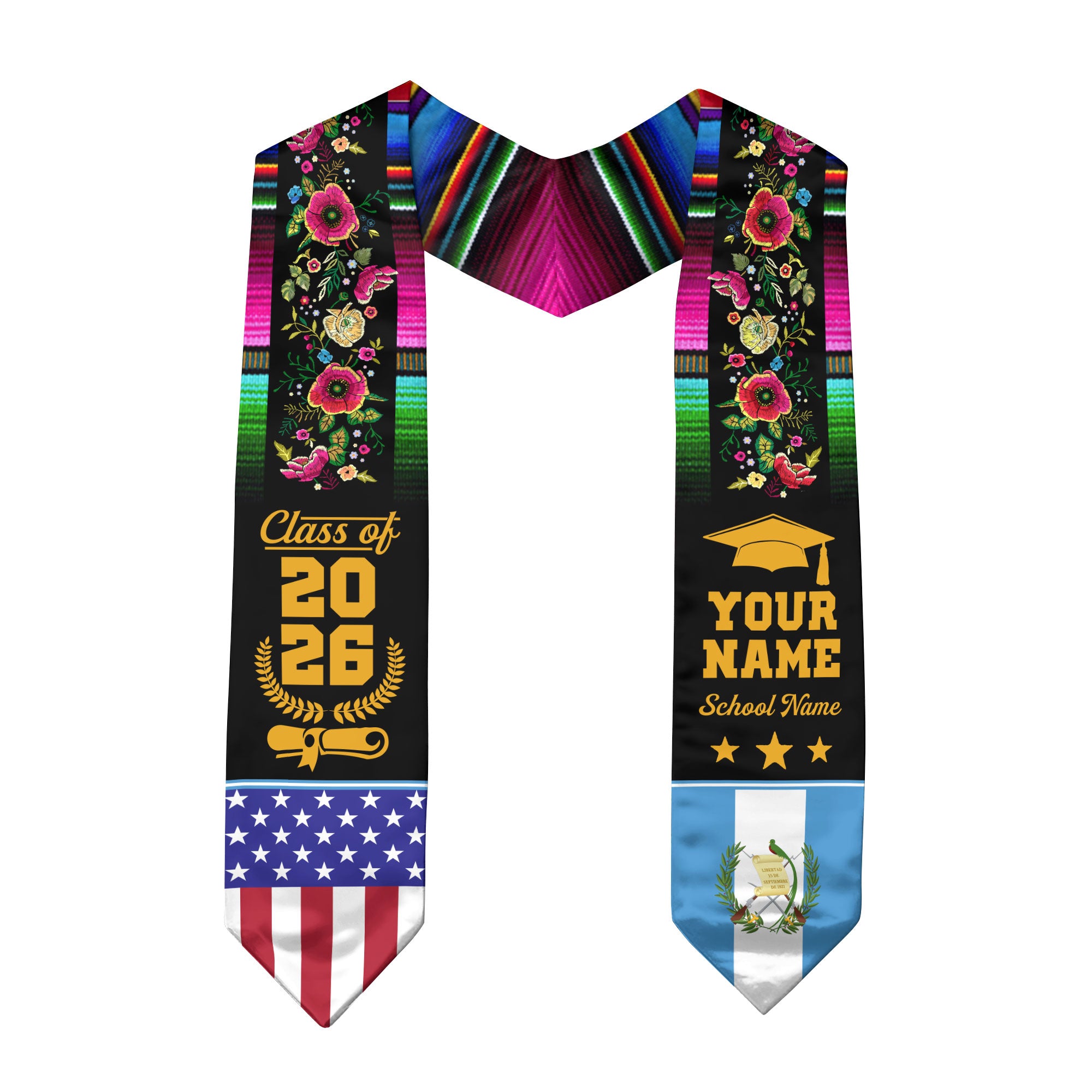 Guatemala Graduation Stole 2026, Guatemalan Flag Sash, Add Custom Detail