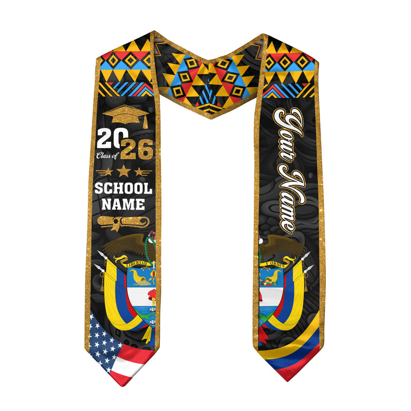 Customized Colombia Graduation Stole, Colombian Flag Stole, Graduation Sash for Graduates 2026