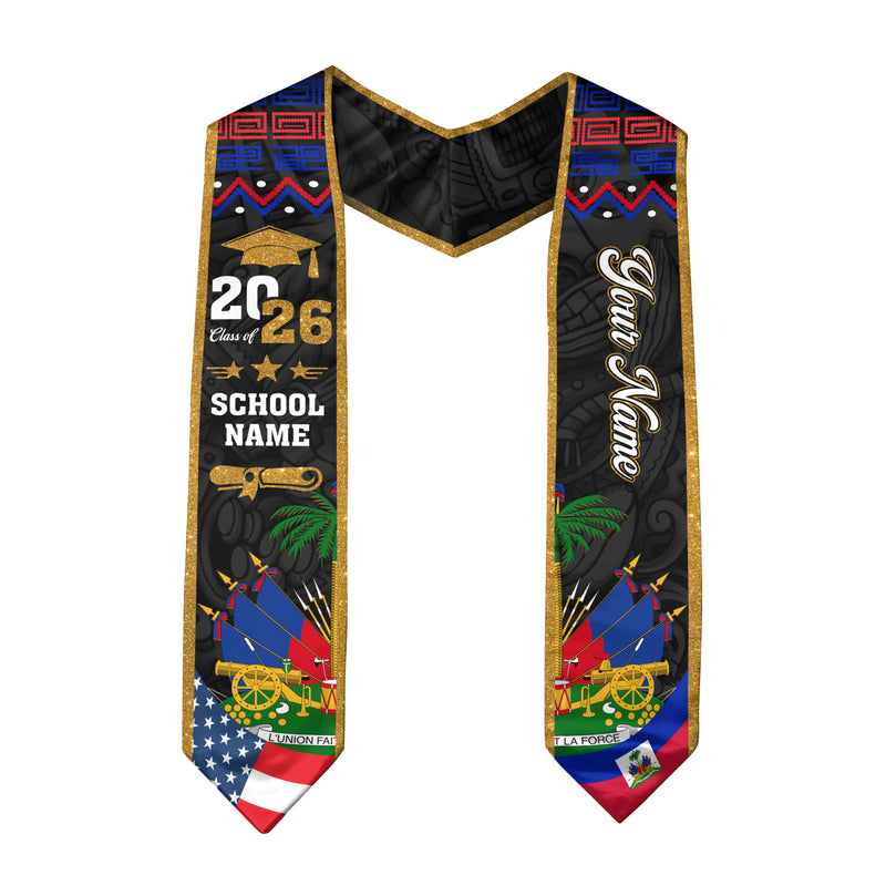 Haiti Flag Graduation Stole 2026, Haiti Sash, Custom Personalization Option