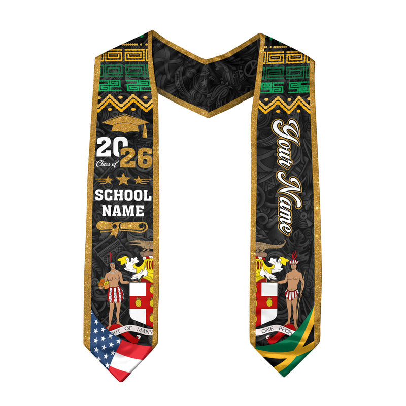 Jamaica Flag Sash 2026, Jamaican Graduation Stole, Add Custom Detail Option