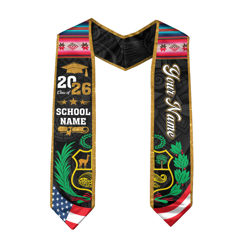 Customized Peru Graduation Stole, Peruvian Flag Stole, Graduation Sash for Graduates 2026